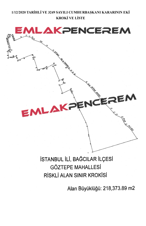 istanbul bağcılar göztepe mahallesi riskli alan ilanı kroki