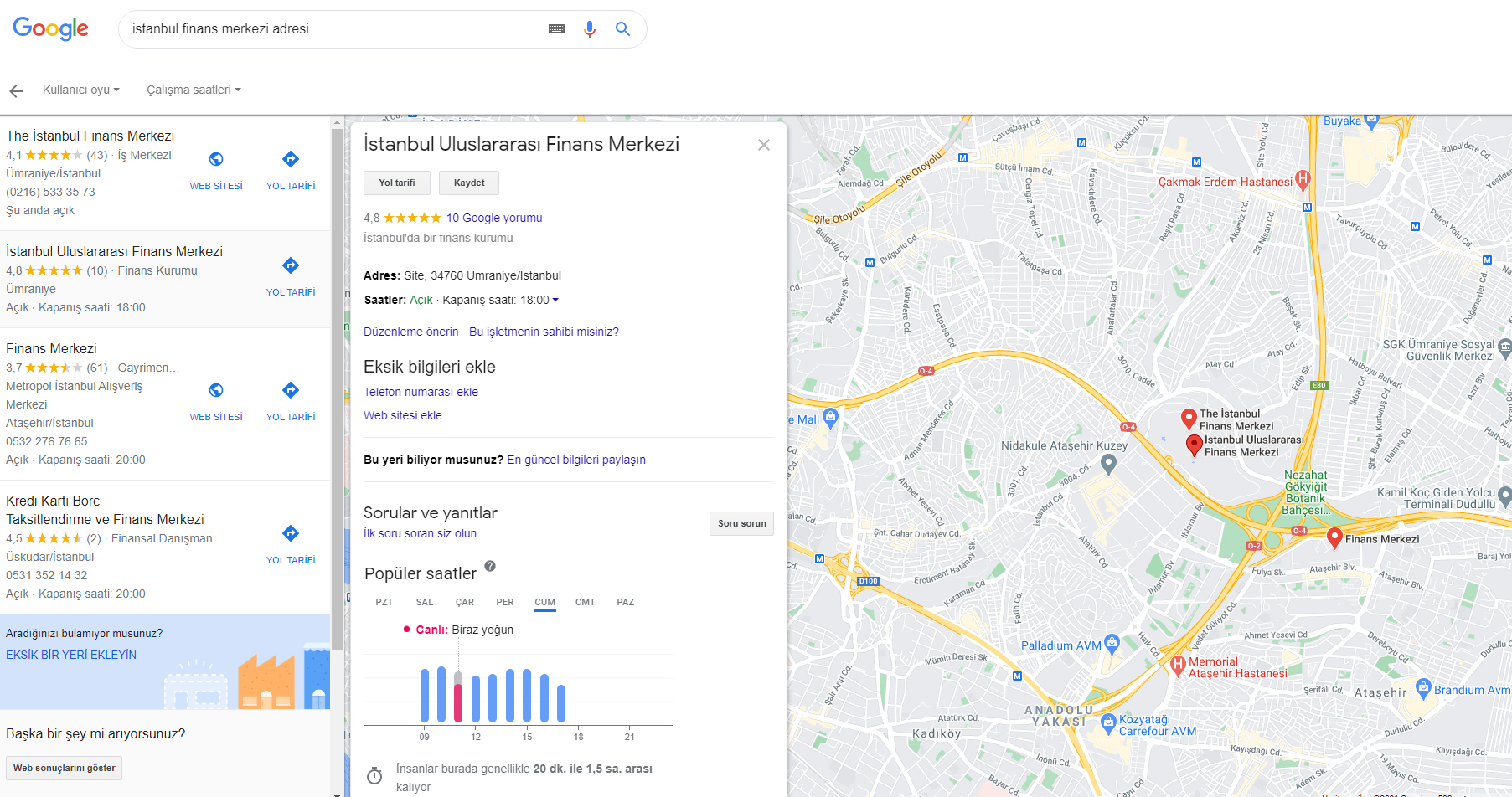 istanbul finans merkezi adresi konum bilgisi, navigasyon yerleşimi google maps