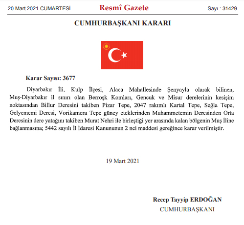 diyarbakır muş resmi gazete kararı