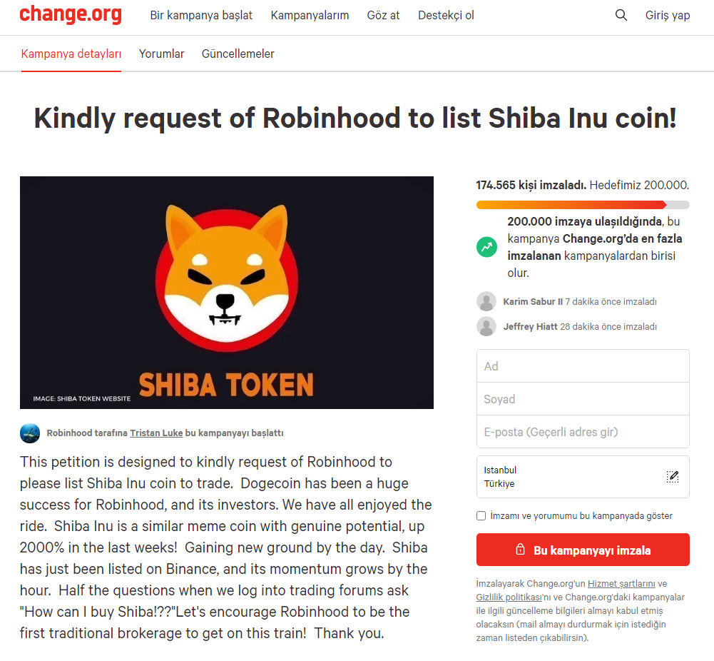 shiba inu change.org imza kampanyası
