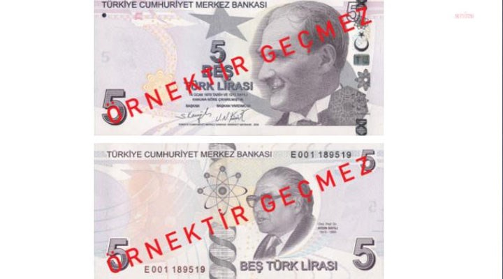 Yeni 5 TL banknot örnek para