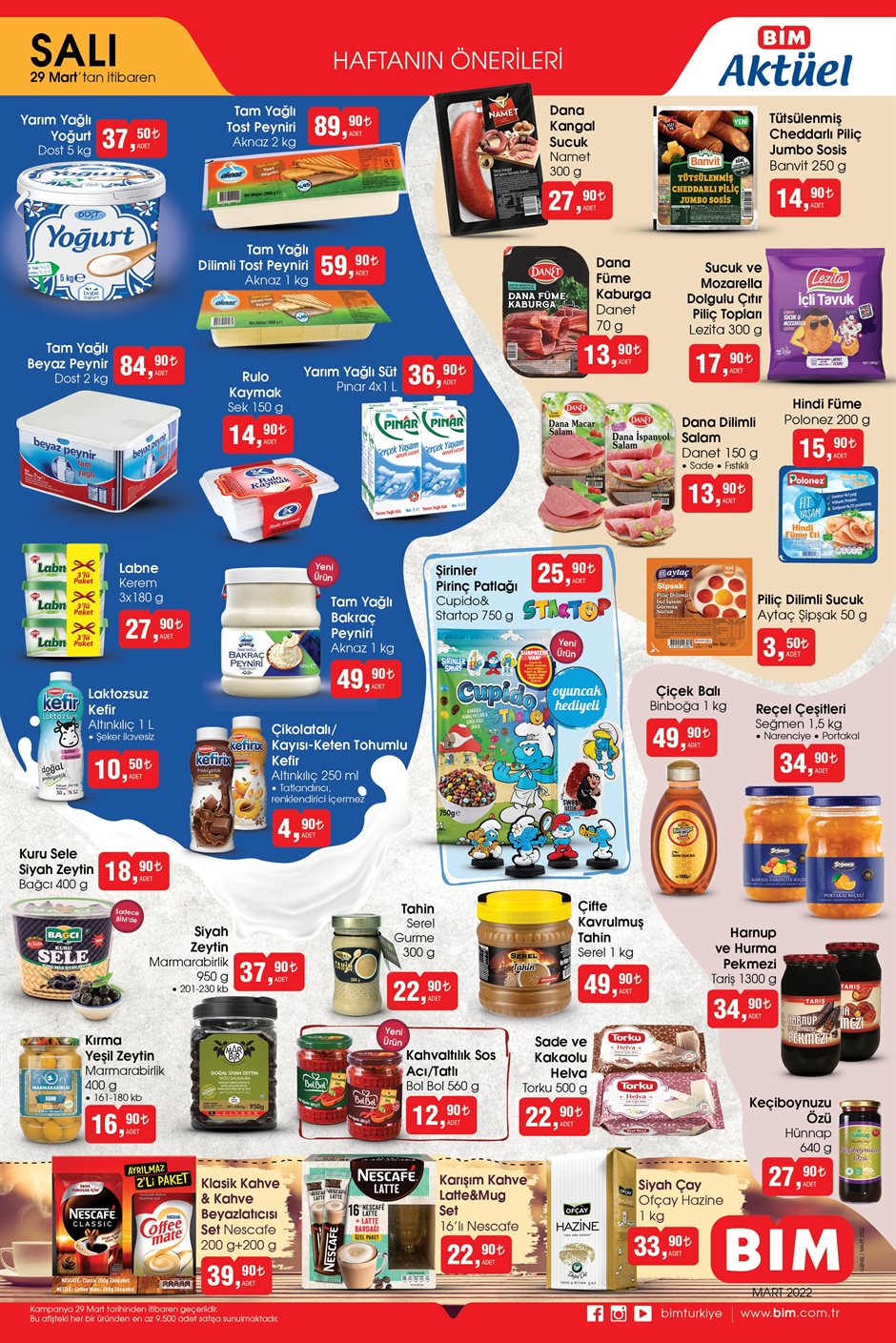 BİM aktüel ürünler kataloğu 29 mart gıda ürünleri listesi