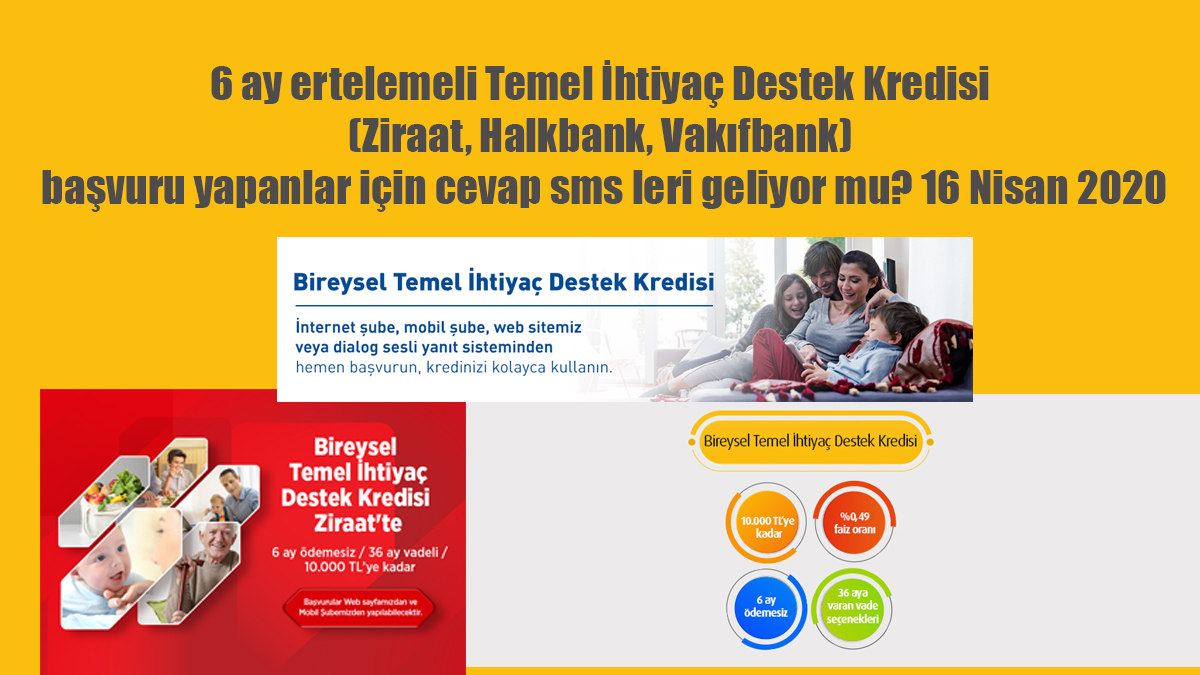 6 ay ertelemeli Temel ihtiyaç destek kredisi Vakıfbank, Halkbank, Ziraat Bankası kredi başvuru sorgulama, onaylama işlemi...
