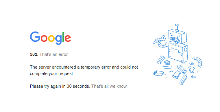 google çöktü error 502 hatası