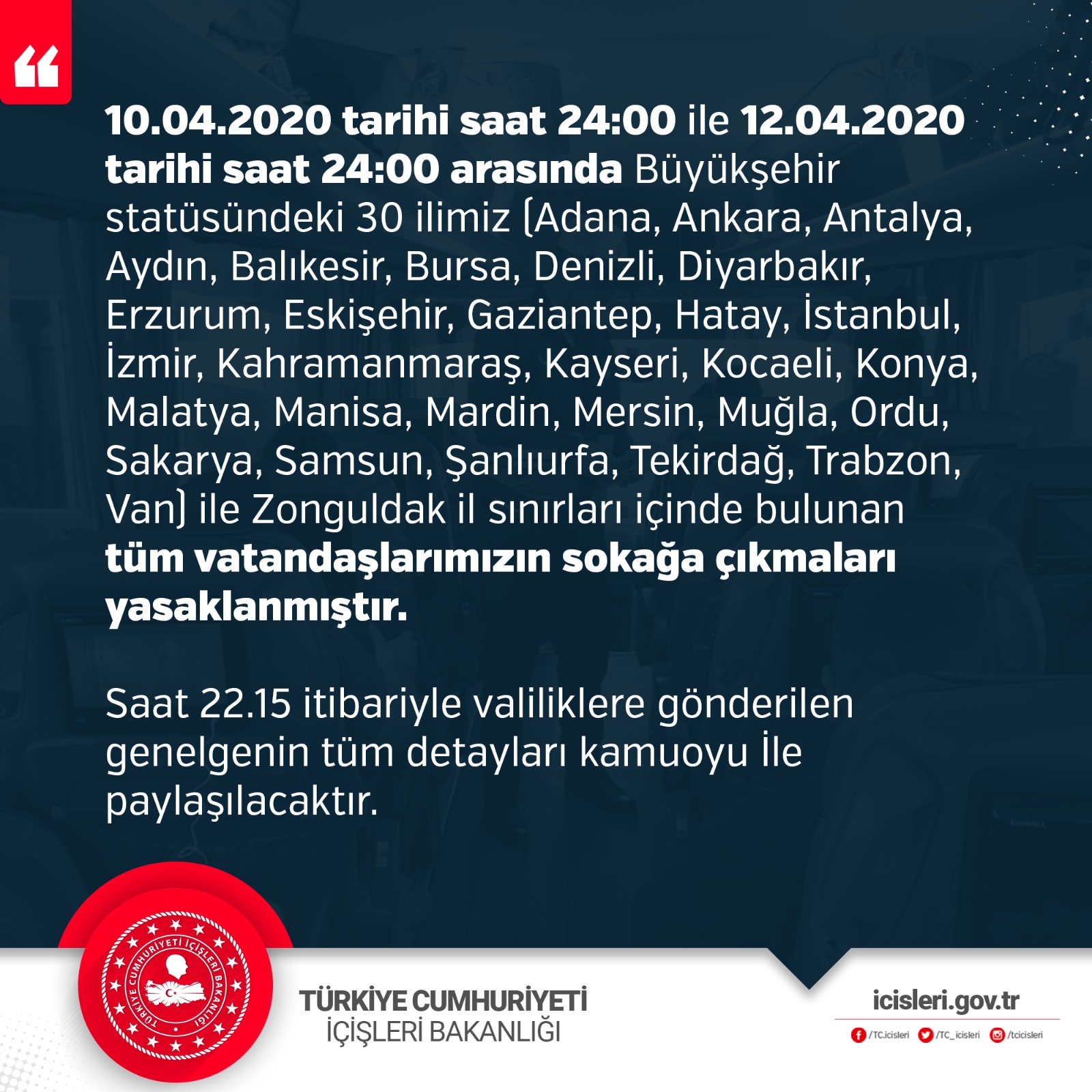 İstanbul başta olmak üzere 31 ilde Covid-19 nedeniyle sokağa çıkma yasağı ilan edildi! İşte o iller...