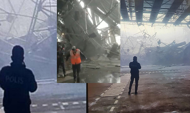 İstanbul havalimanı'nda kargo terminal binası çatısı kar ve fırtına nedeniyle çöktü